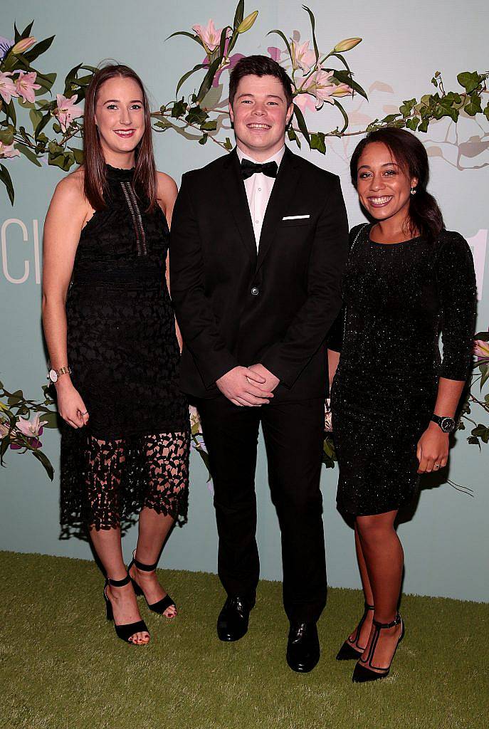 Shelley Bulger, Eoin Carroll and Shauna Barry pictured at the Irish Cinema Ball at the Powerscourt Hotel in Enniskerry, Co Wicklow. Photo by Brian McEvoy