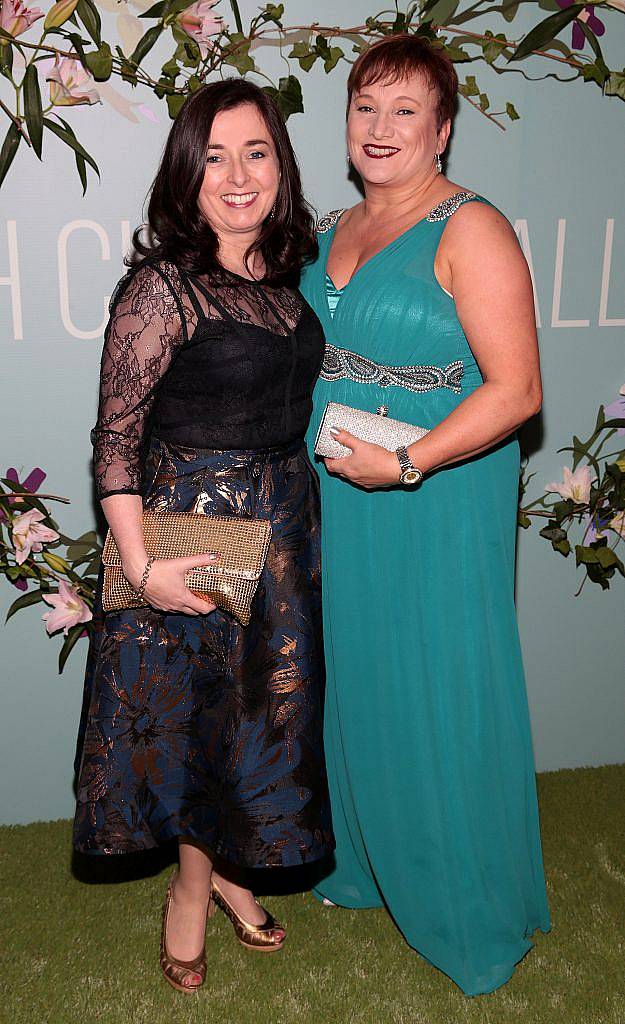 Helen Hutton and Karen English pictured at the Irish Cinema Ball at the Powerscourt Hotel in Enniskerry, Co Wicklow. Photo by Brian McEvoy