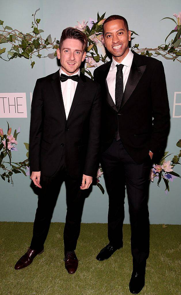 Stephen Byrne and Sean Munsanje pictured at the Irish Cinema Ball at the Powerscourt Hotel in Enniskerry, Co Wicklow. Photo by Brian McEvoy