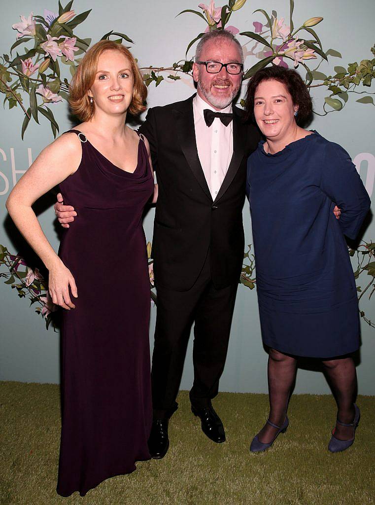 Sarah Sharkey, Nick Costello and Grainne Humphreys pictured at the Irish Cinema Ball at the Powerscourt Hotel in Enniskerry, Co Wicklow. Photo by Brian McEvoy