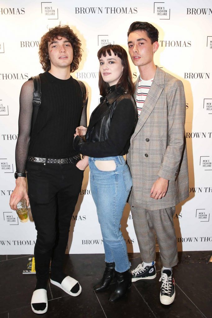 Cristopher Corcoran, Aileen Wad and Dean Nyugen at the launch of the new issue of MFI Magazine at Brown Thomas, 28th September 2017. Photo: Sasko Lazarov/Photocall Ireland