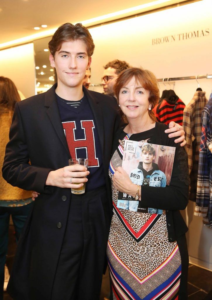 Conor Davage  and Mairin Coleman at the launch of the new issue of MFI Magazine at Brown Thomas, 28th September 2017. Photo: Sasko Lazarov/Photocall Ireland