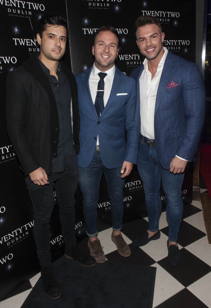 Nick Leung, Wayne Law and Brooke Wright pictured at the official opening of Twenty Two Dublin, located on South Anne Street. Pic: Patrick O'Leary