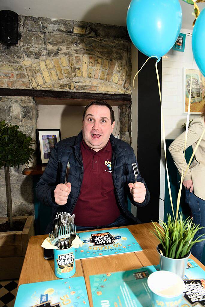 The Beanz Meanz Heinz Cafe opens in Galway to celebrate 50 years of its iconic advertising slogan 'Beanz Meanz Heinz'. The Connacht Rugby team, Rose of Tralee Maria Walsh and bloggers Nuala Gorham and Kieran O'Malley dropped by. Pay for your food by using #HEINZBEANZCAFE. Photo: Boyd Challenger