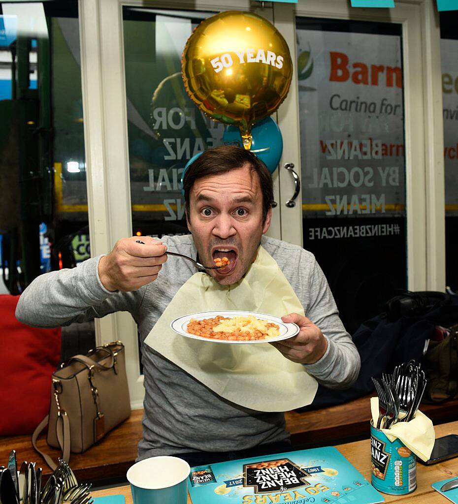 The Beanz Meanz Heinz Cafe opens in Galway to celebrate 50 years of its iconic advertising slogan 'Beanz Meanz Heinz'. The Connacht Rugby team, Rose of Tralee Maria Walsh and bloggers Nuala Gorham and Kieran O'Malley dropped by. Pay for your food by using #HEINZBEANZCAFE. Photo: Boyd Challenger