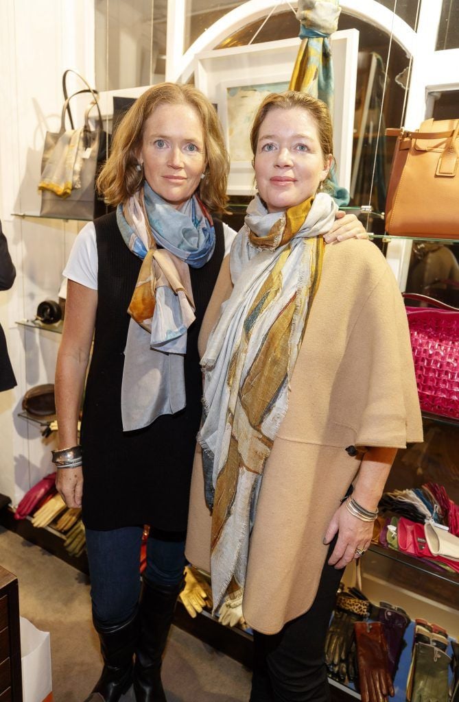 Anna Rowan and Sophie Rowan pictured at the launch of Dublin-based designer and entrepreneur, Paula Rowan’s limited-edition range of silk and modal scarves featuring designs by Irish artist Mark P Cullen (5th October 2017). Picture Andres Poveda