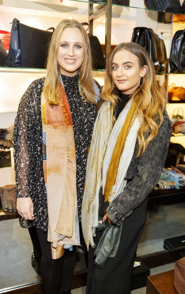 Elisa and Ines Cullen pictured at the launch of Dublin-based designer and entrepreneur, Paula Rowan’s limited-edition range of silk and modal scarves featuring designs by Irish artist Mark P Cullen (5th October 2017). Picture Andres Poveda