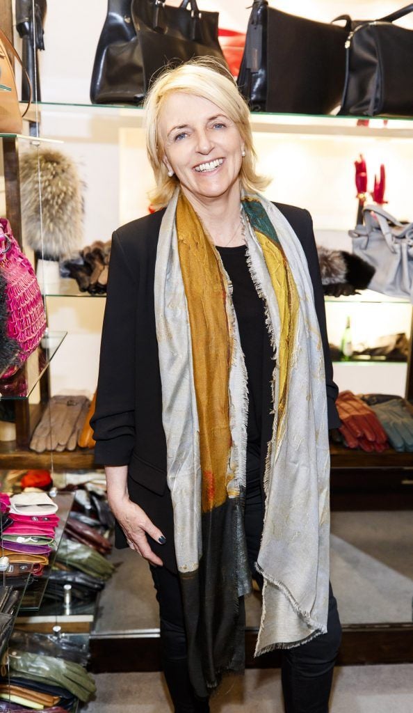 Susan Rowan pictured at the launch of Dublin-based designer and entrepreneur, Paula Rowan’s limited-edition range of silk and modal scarves featuring designs by Irish artist Mark P Cullen (5th October 2017). Picture Andres Poveda