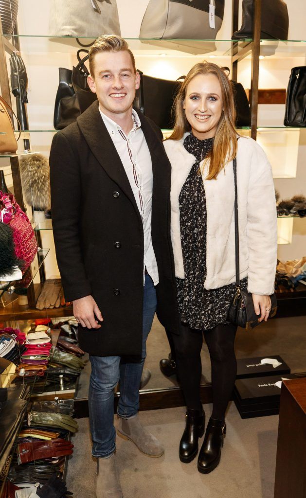 Ross Beirne and Elisa Cullen pictured at the launch of Dublin-based designer and entrepreneur, Paula Rowan’s limited-edition range of silk and modal scarves featuring designs by Irish artist Mark P Cullen (5th October 2017). Picture Andres Poveda