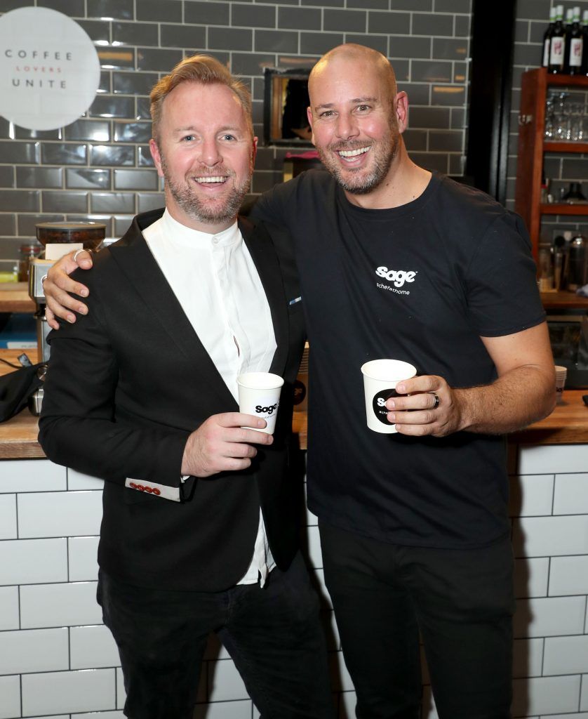 Ciaran McGonagle and Cameron Boult pictured at the official Sage Appliances Launch Event in Ireland which took place in Two Fitfty Square, Rathmines (4th October 2017). Pic: Marc O'Sullivan