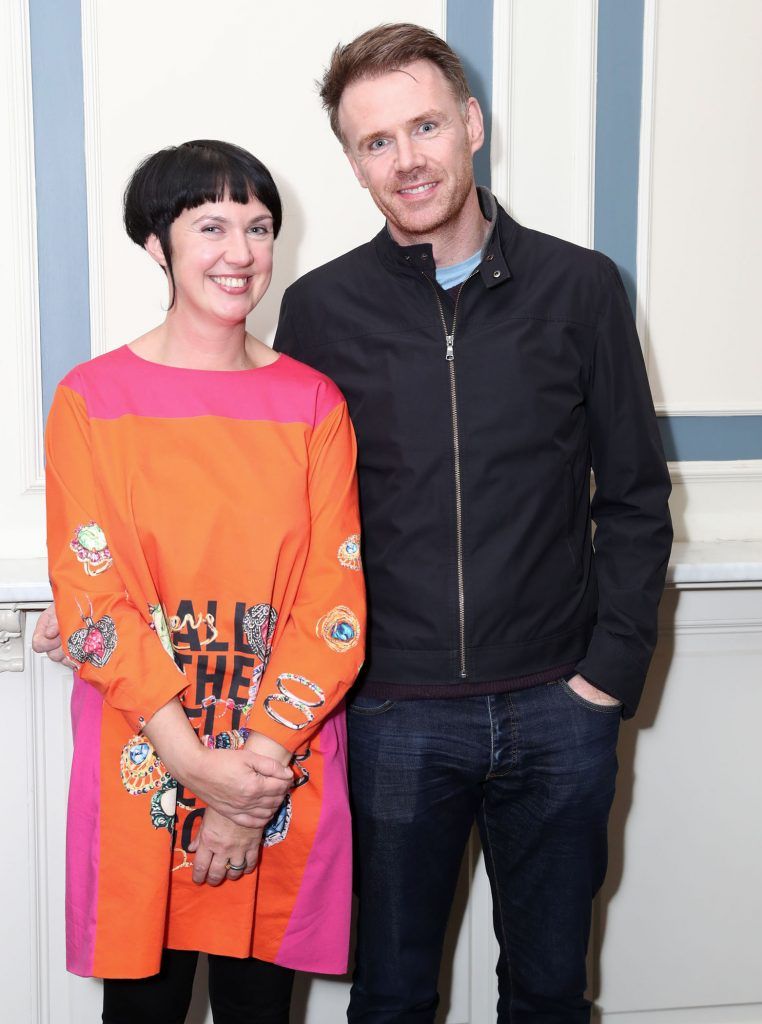 Angela and Michael O'Kelly pictured at the Opening Night of Tribes at The Gate Theatre (9th October 2017). The production runs until 11th November. Pic: Marc O'Sullivan