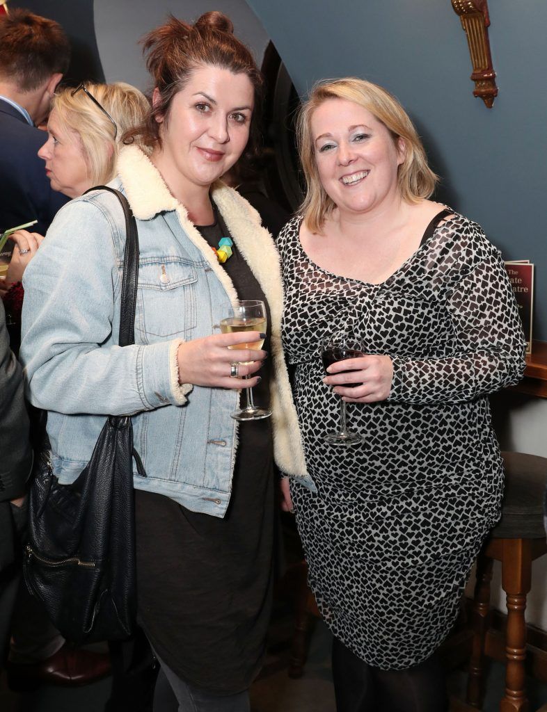 Eva Bartley and Claire Barrett pictured at the Opening Night of Tribes at The Gate Theatre (9th October 2017). The production runs until 11th November. Pic: Marc O'Sullivan