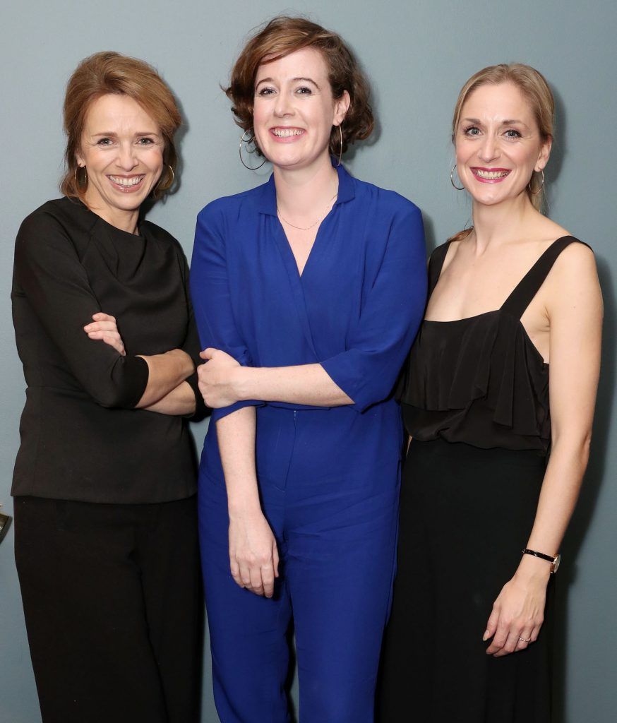 Fiona Bell with Oonagh Murphy and Grainne Keenan pictured at the Opening Night of Tribes at The Gate Theatre (9th October 2017). The production runs until 11th November. Pic: Marc O'Sullivan