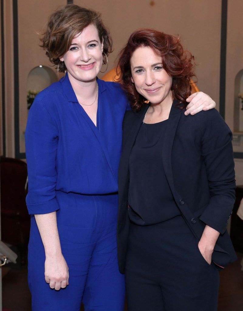 Oonagh Murphy and Selina Cartmell pictured at the Opening Night of Tribes at The Gate Theatre (9th October 2017). The production runs until 11th November. Pic: Marc O'Sullivan