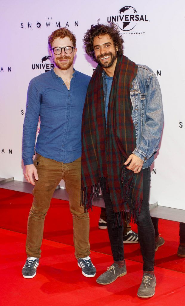 Johnny O'Malley and Silvio Varlette pictured at the Universal Pictures Irish premiere of The Snowman at Dublin's Light House Cinema (10th October 2017). Picture by Andres Poveda