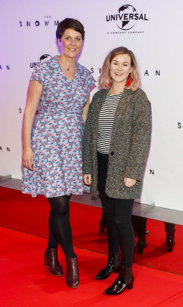 Orla Quigg and Amy McMahon pictured at the Universal Pictures Irish premiere of The Snowman at Dublin's Light House Cinema (10th October 2017). Picture by Andres Poveda