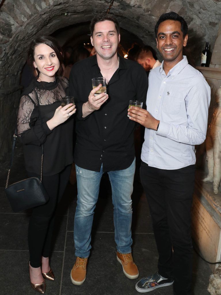 Siobhan McDonnell , Marty Miller and Clint Dreiberg pictured at SuperValu's #WhiskeyExclusives event in The Crypt at Christchurch Cathedral on 11th October 2017. Guests got to enjoy a selection of Premium Irish Whiskey. Pic: Marc O'Sullivan