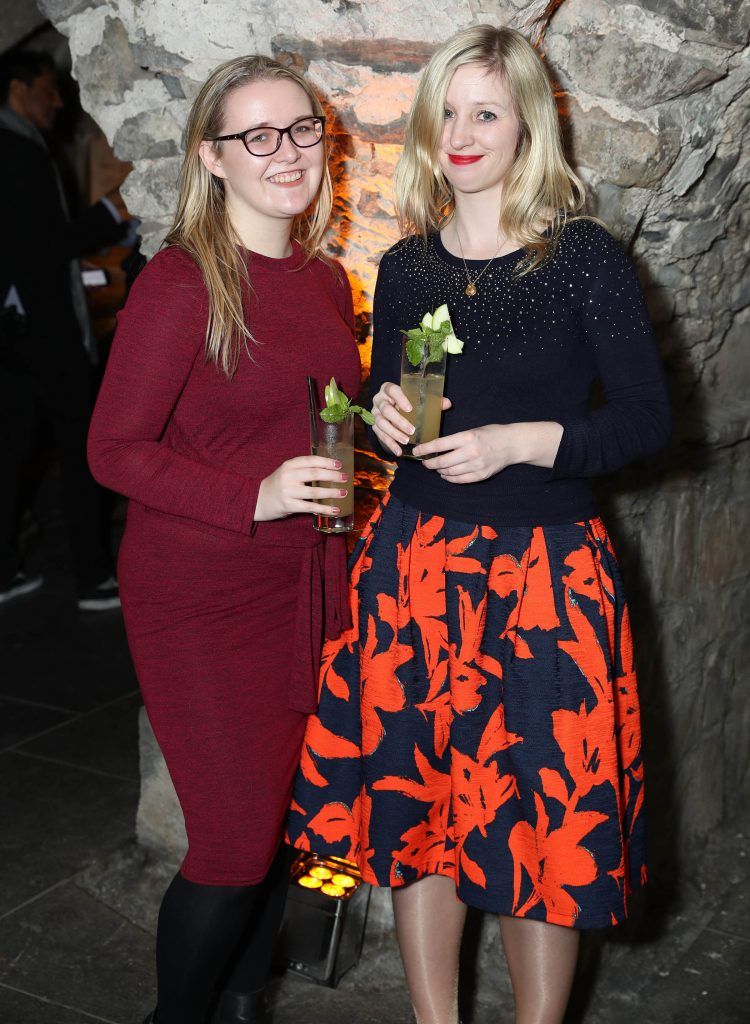 Bronwyn O'Neill and Claire Hyland pictured at SuperValu's #WhiskeyExclusives event in The Crypt at Christchurch Cathedral on 11th October 2017. Guests got to enjoy a selection of Premium Irish Whiskey. Pic: Marc O'Sullivan