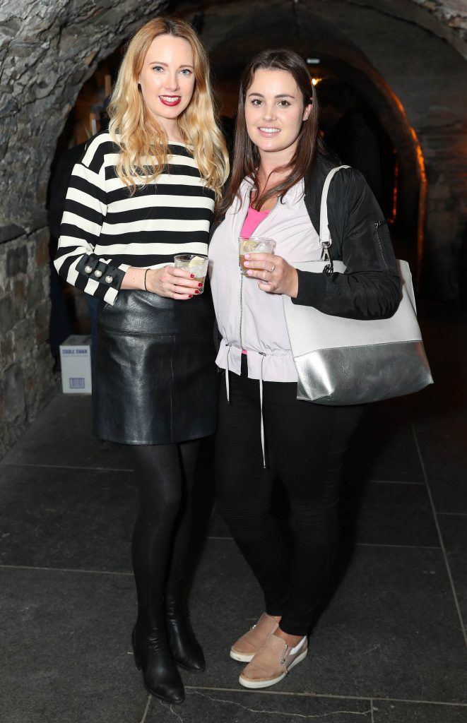 Niamh O'Shaughnessy and Sarah-Ann Sweeney pictured at SuperValu's #WhiskeyExclusives event in The Crypt at Christchurch Cathedral on 11th October 2017. Guests got to enjoy a selection of Premium Irish Whiskey. Pic: Marc O'Sullivan
