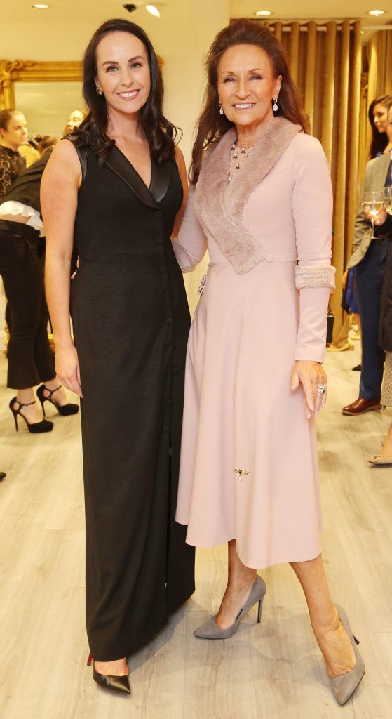 Liza Brennan and Celia Holman Lee pictured at the official opening of the Phoenix-V boutique located on 39 Stephen Street Lower Dublin. Photo: Leon Farrell/Photocall Ireland.