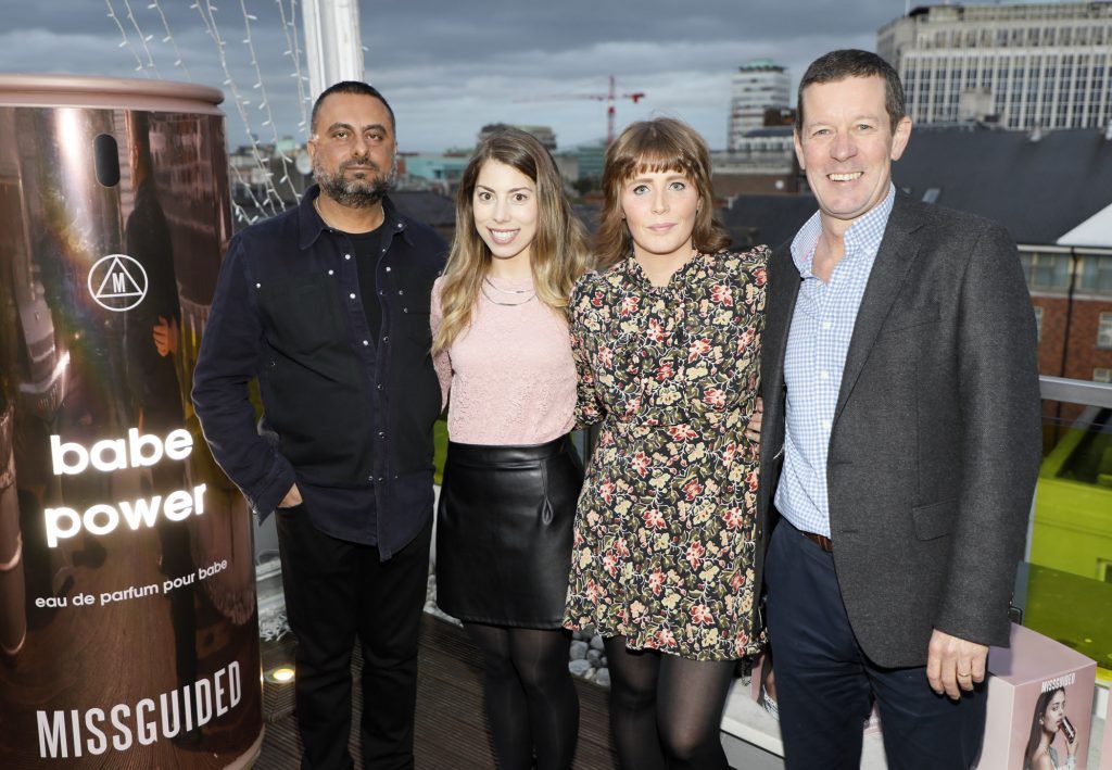 Vipul Vadera, Abigail Silvester, Niamh Wilson and Brian Riddick at the Missguided Babe Power perfume launch in The Penthouse Suite, The Morgan Hotel-photo Kieran Harnett