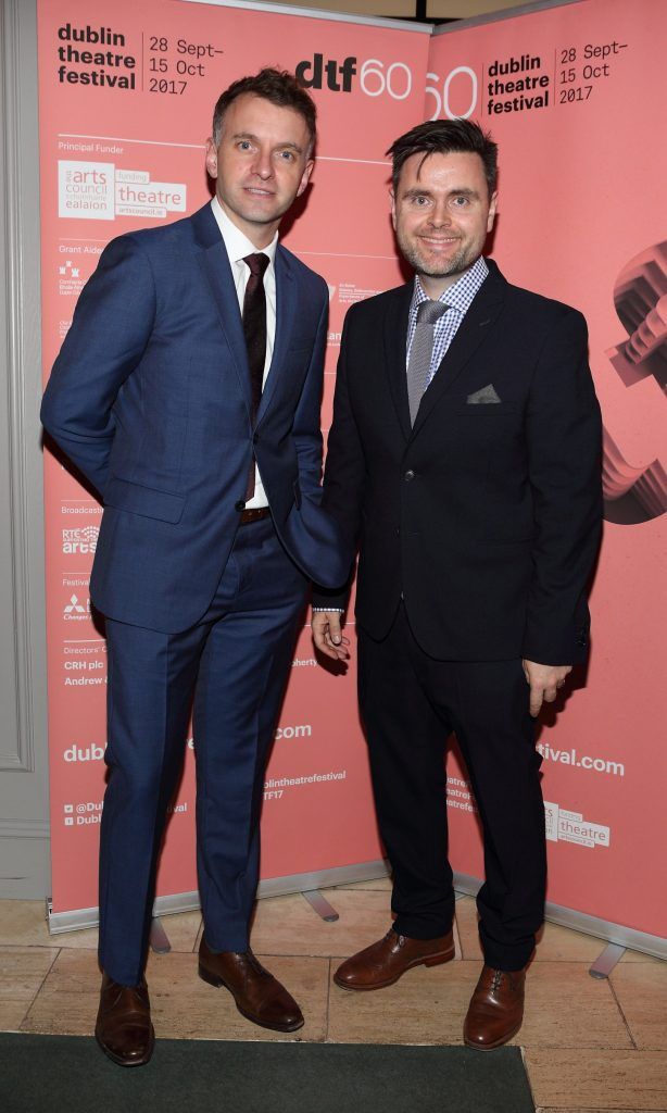 Andrew Heatherington and Ger McNaughton  at the Dublin Theatre Festival Gala night at The Westbury Hotel, Dublin. Photo: Brian McEvoy Photography