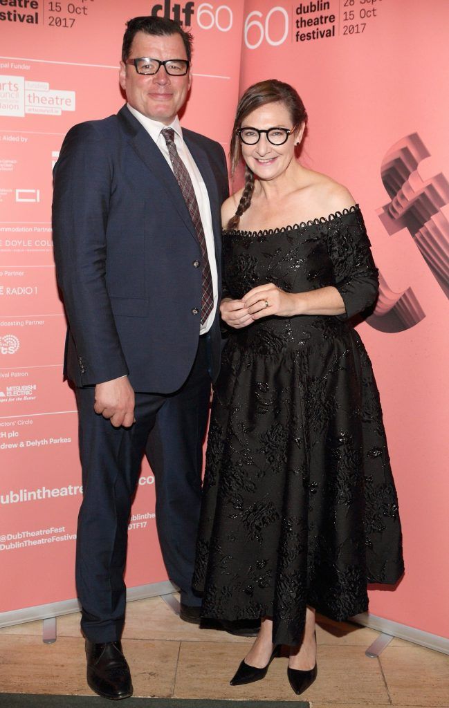 Willie White Artistic Director of the Dublin Theatre Festival and Pauline McGlynn at the Dublin Theatre Festival Gala night at The Westbury Hotel, Dublin. Photo: Brian McEvoy Photography
