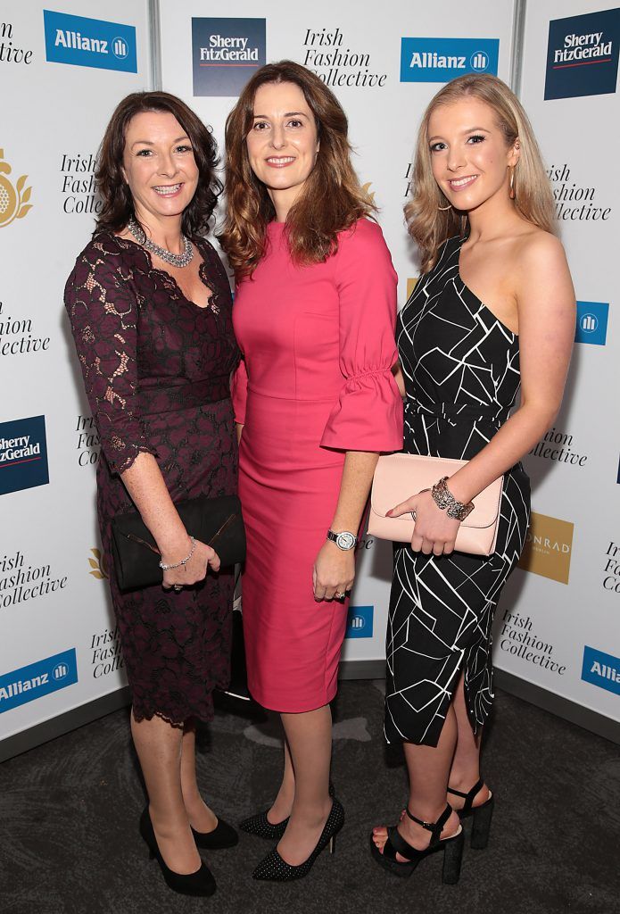May O Leary, Edel Gammell and Holy Neary at the Irish Fashion Collective hosted by Conrad Dublin (in association with Allianz) at The Conrad Hotel in Earlsfort Terrace, Dublin. Picture: Brian McEvoy