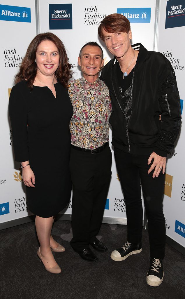 Corah Caples, Paschal Guillermie and Don O Neill at the Irish Fashion Collective hosted by Conrad Dublin (in association with Allianz) at The Conrad Hotel in Earlsfort Terrace, Dublin. Picture: Brian McEvoy