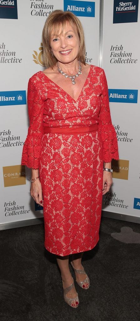 Mary Kennedy wears a creation by Designer Don O Neill at the Irish Fashion Collective hosted by Conrad Dublin (in association with Allianz) at The Conrad Hotel in Earlsfort Terrace, Dublin. Picture: Brian McEvoy
