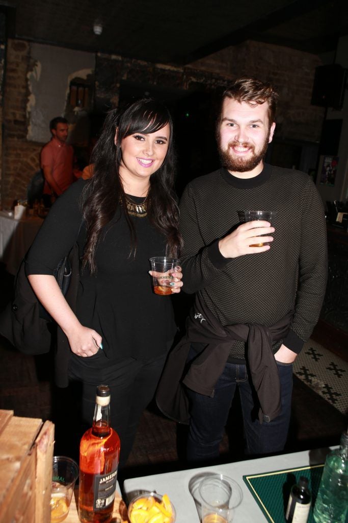 Nadia Abidi and Stuart Caffrey at the Irish Cocktail Fest at East Side Tavern (14th October 2017). 32 counties took part in this year's Irish Cocktail Fest with over 70 venues showcasing Irish spirits in all their creations.