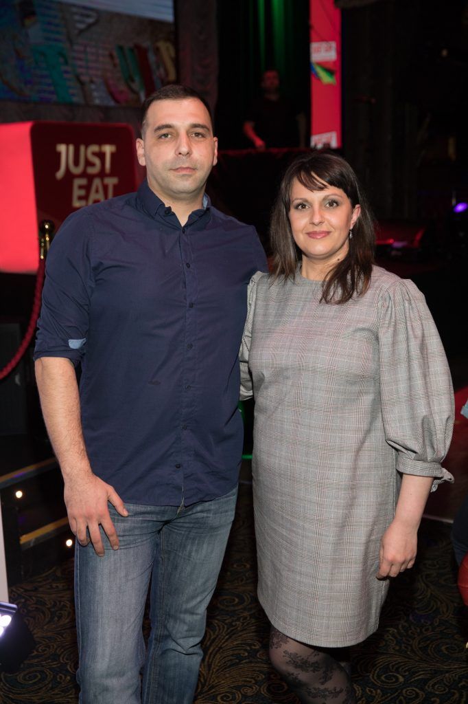 Pavel Toromanov and Ivelina Ivanova at the fourth annual Just Eat National Takeaway Awards (17th October 2017). Pic: Naoise Culhane