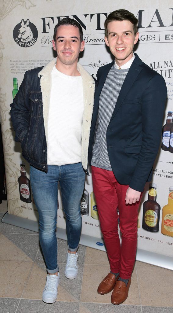 Darragh Ashmore and Mikie O Loughlin pictured at the Fentimans Botanical Cocktail Experience at Opium Rooms, Dublin. Picture: Brian McEvoy
