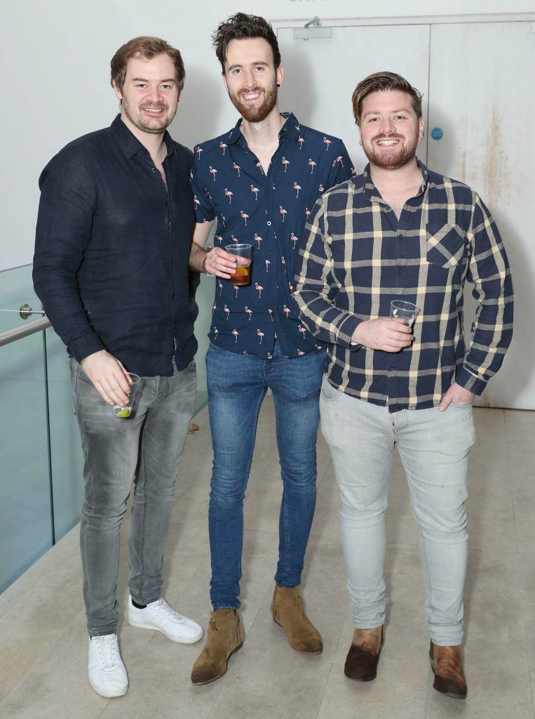 Cormac Moore, Nathan O'Reilly and Thomas Crosse at the RHA's Hennessy Lost Friday's final installment of 2017 on October 21st. Pic: Marc O'Sullivan