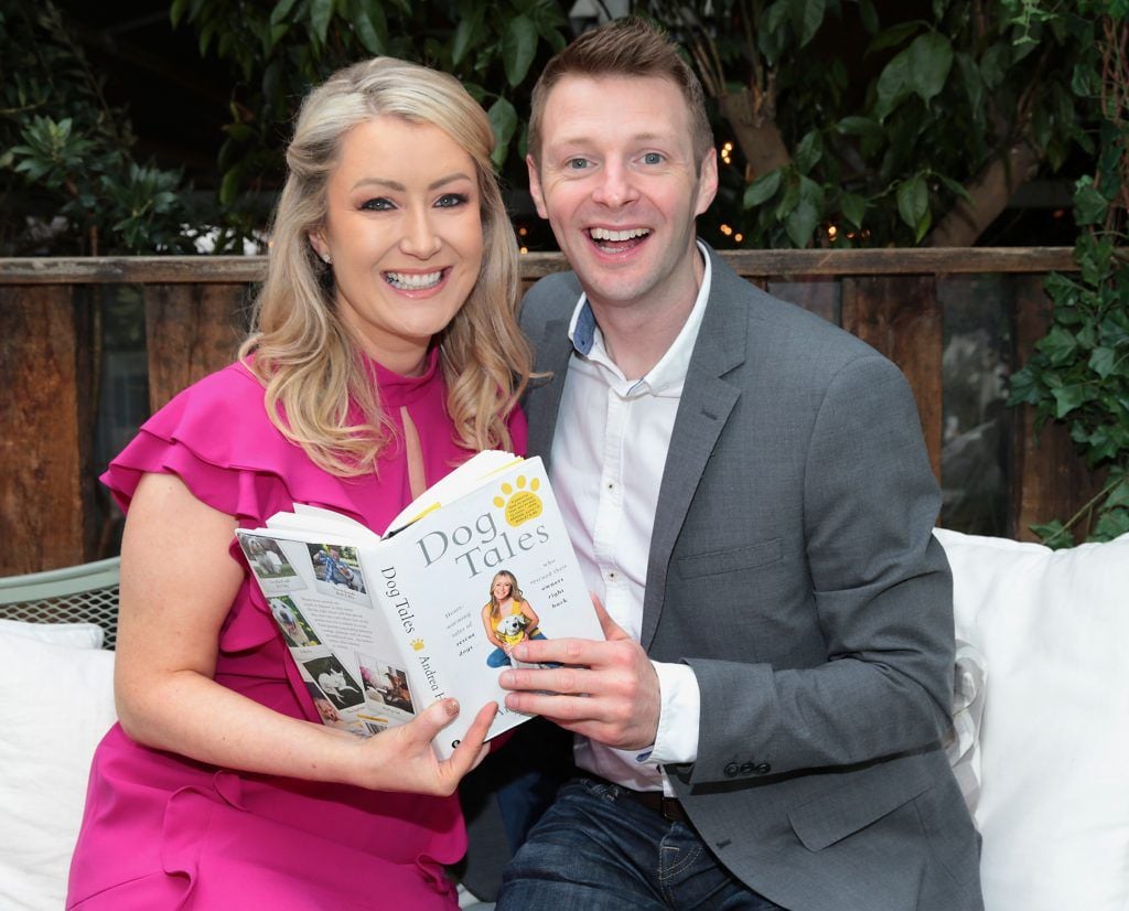Andrea Hayes and Conor Cleere t the launch of Andrea Hayes' book Dog Tales at House in Leeson Street, Dublin. Pic: Brian McEvoy