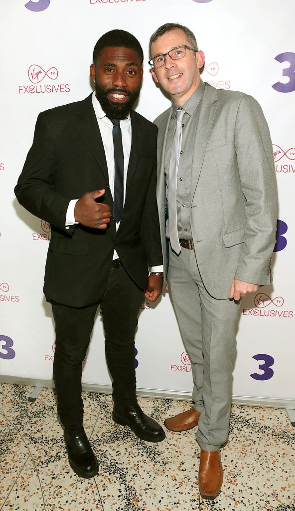 Fabud Omotade and Frank Malone at the launch of Good Behavior sponsored by Virgin Media which will air on be3. The full series will be available exclusively on Virgin TV. Photo: Brian McEvoy