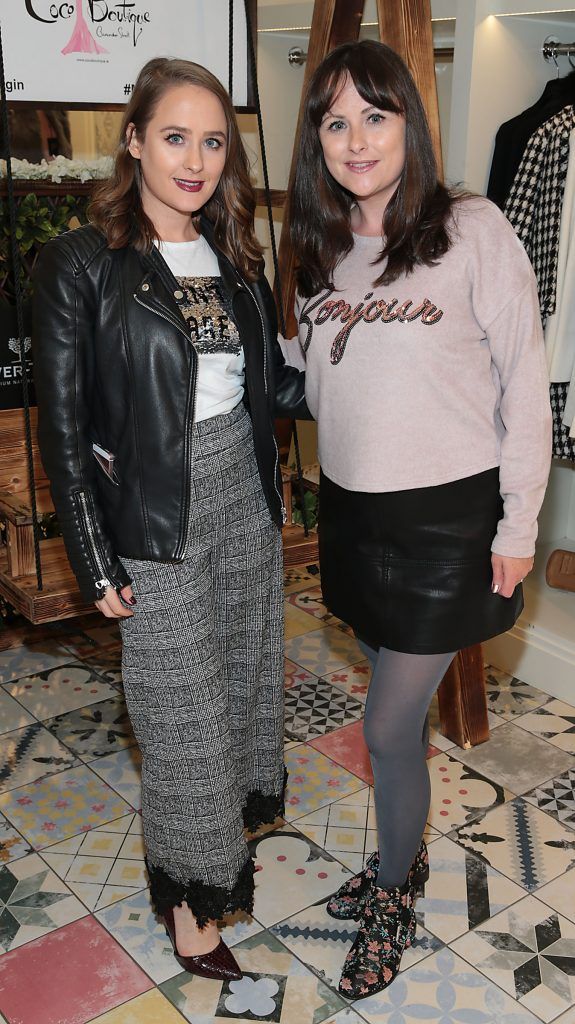 Orla Lindsay and Caitriona Lindsay at the CoCo Boutique Autumn Winter Party showcasing the Riviera collection in Clarendon Street, Dublin. Photo: Brian McEvoy