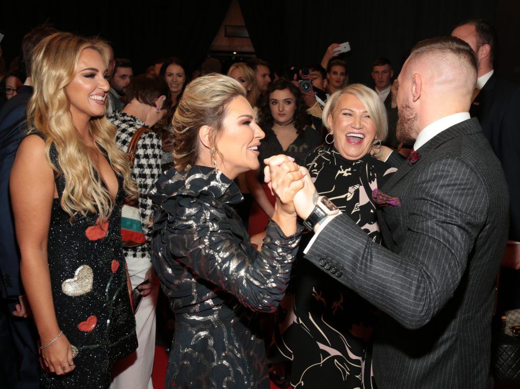 Conor McGregor with mother Margaret and sisters Erin and Aoife at the world premiere of Conor McGregor: Notorious at the Savoy Cinema, Dublin. Picture: Brian McEvoy