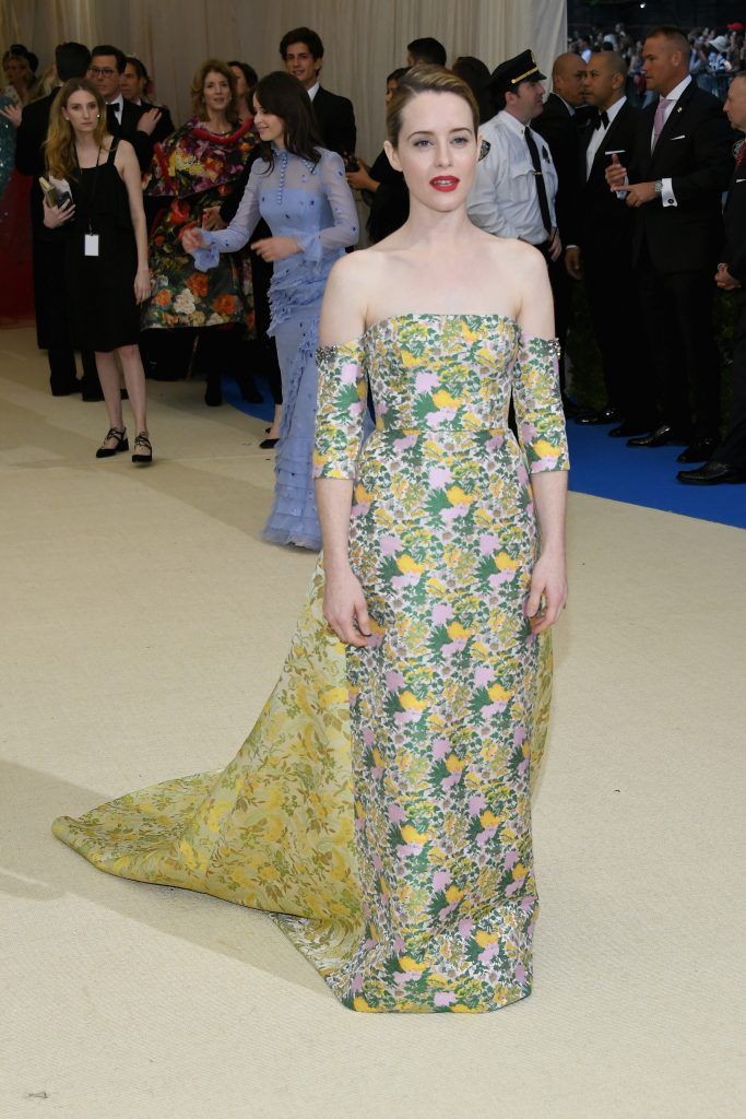 Claire Foy attends the "Rei Kawakubo/Comme des Garcons: Art Of The In-Between" Costume Institute Gala at Metropolitan Museum of Art on May 1, 2017 in New York City.  (Photo by Dia Dipasupil/Getty Images For Entertainment Weekly)