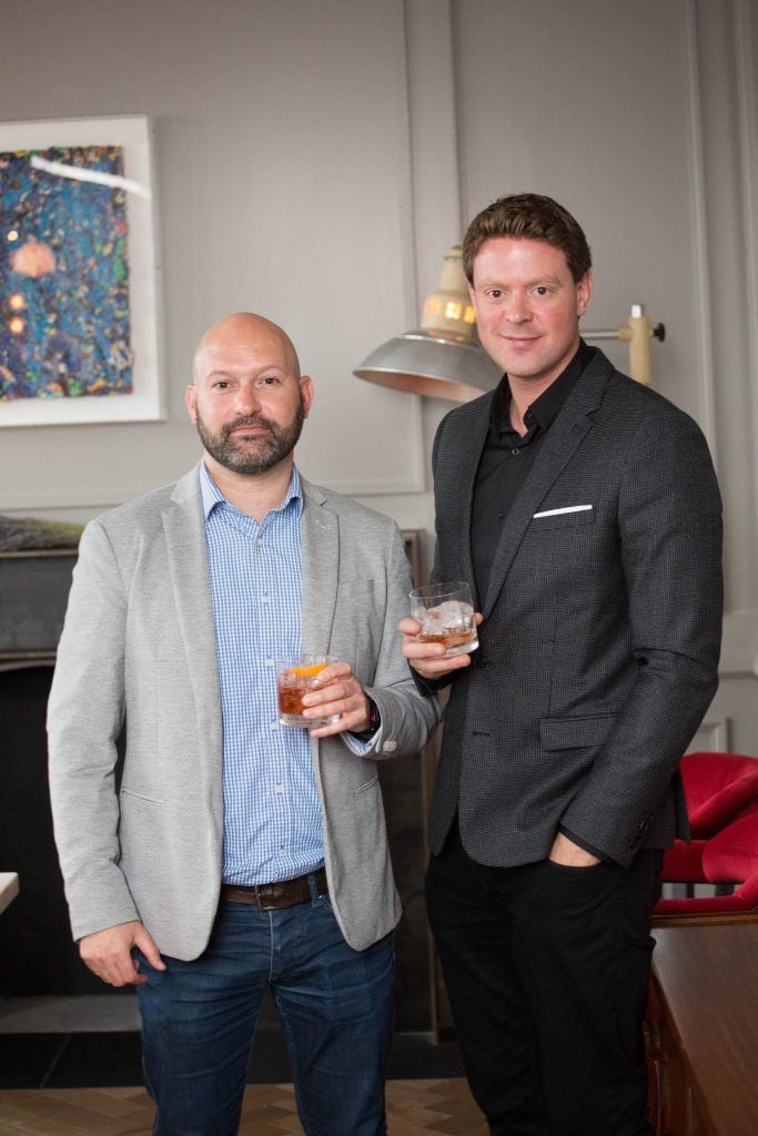 Rory Carrick and James Jarvis as luxury brand Marram Co launch in The Marvel Room in Brown Thomas with an intimate lunch at Roberta's to celebrate. Photo: Richie Stokes