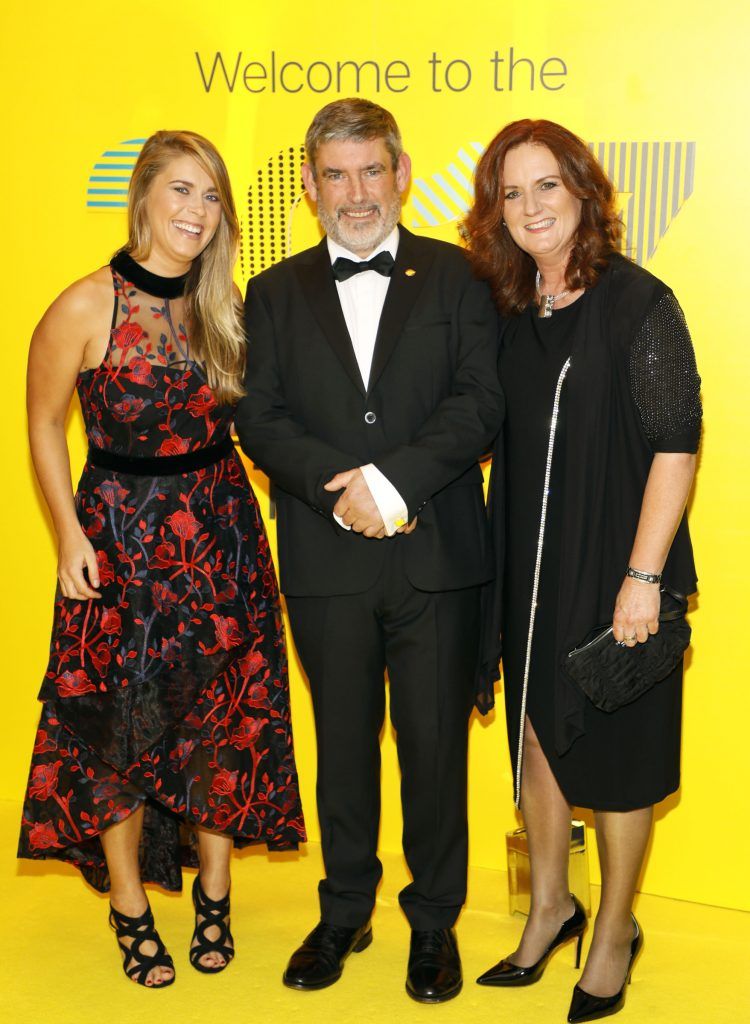 Cathy Keating, Louis and Maeve Howard at the EY Entrepreneur Of The Year Awards 2017 which took place in Citywest. Photo: Kieran Harnett