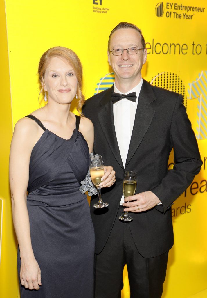 Eimear and John Gallagher at the EY Entrepreneur Of The Year Awards 2017 which took place in Citywest. Photo: Kieran Harnett