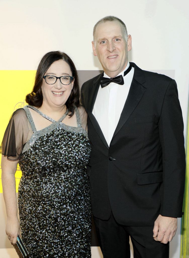 Jane Gallagher and Geoff O'Toole at the EY Entrepreneur Of The Year Awards 2017 which took place in Citywest. Photo: Kieran Harnett