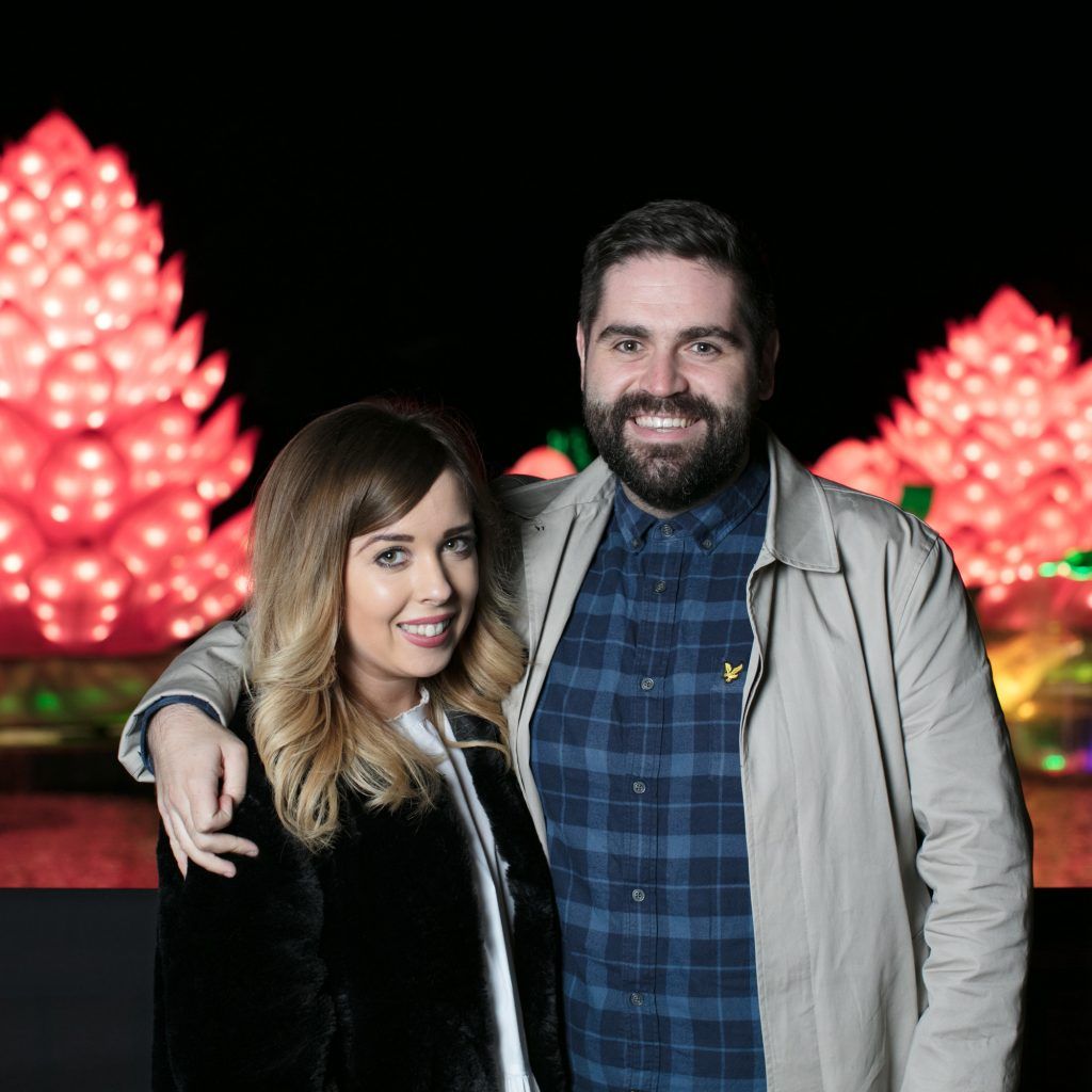 Sarah Leeson and Carl Morrissey at the opening of Wildlights at Dublin Zoo on 1st November 2017. Photo: Patrick Bolger