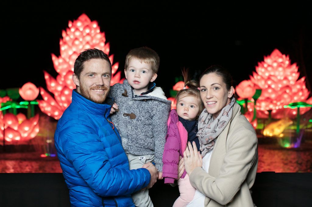 Joey Donnelly, Oisin Donnelly, Hannah Donnelly and Suzanne Kane at the opening of Wildlights at Dublin Zoo on 1st November 2017. Photo: Patrick Bolger