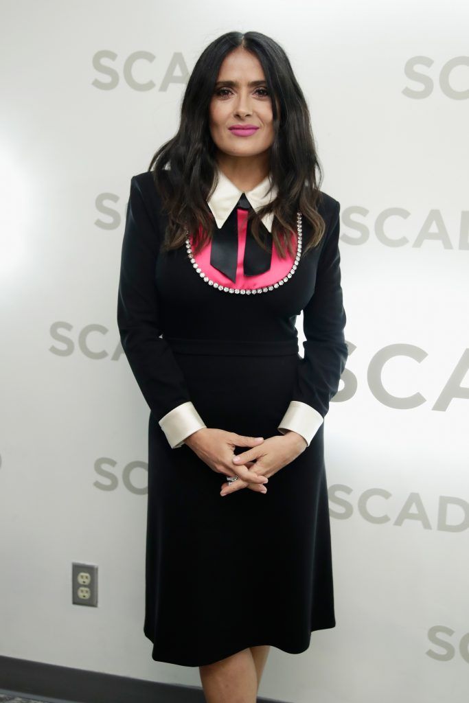 Actress Salma Hayek poses backstage at Trustees Theater during 20th Anniversary SCAD Savannah Film Festival on October 29, 2017 in Savannah, Georgia.  (Photo by Cindy Ord/Getty Images for SCAD)