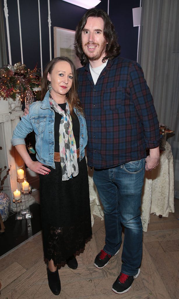 Donna Ahern and Joe Griffin at the Lidl Deluxe Christmas 2017 Showcase at 25 Fitzwilliam Place, Dublin. Photo: Brian McEvoy