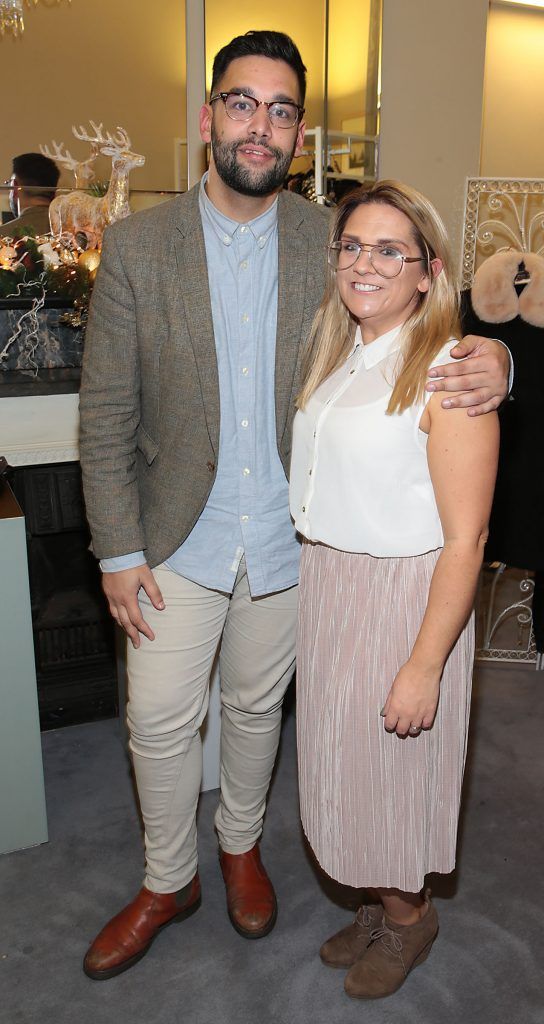 Tom Mughal and Aoife Whelan at the Lidl Deluxe Christmas 2017 Showcase at 25 Fitzwilliam Place, Dublin. Photo: Brian McEvoy