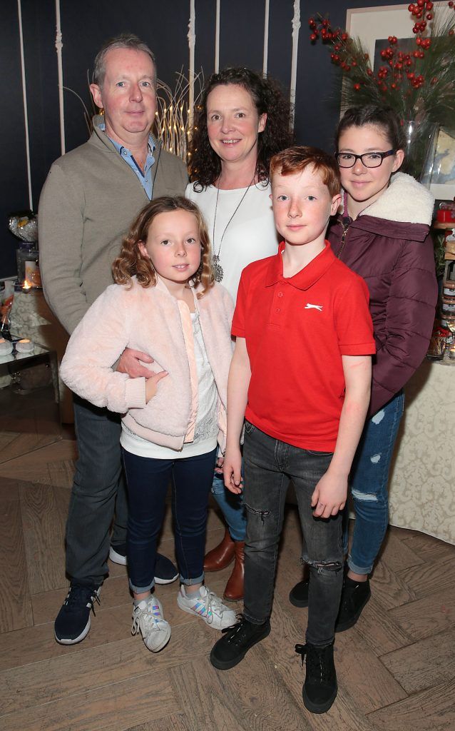 Kevin Smyth and Elena Smyth with children Emily, Kevin (Junior) and Hannah Smyth at the Lidl Deluxe Christmas 2017 Showcase at 25 Fitzwilliam Place, Dublin. Photo: Brian McEvoy
