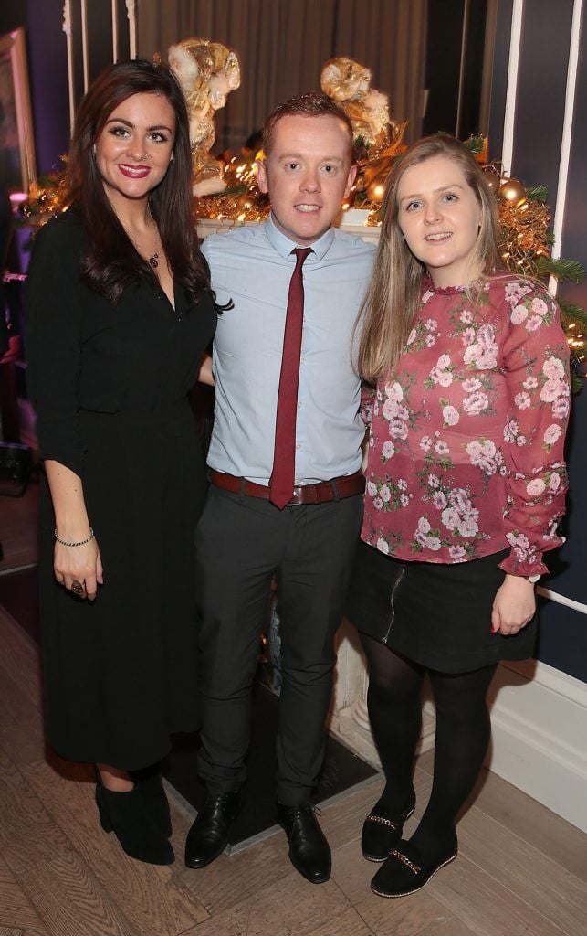 Ailbhe Coffey, Sean Dunne and Sarah Burns at the Lidl Deluxe Christmas 2017 Showcase at 25 Fitzwilliam Place, Dublin. Photo: Brian McEvoy